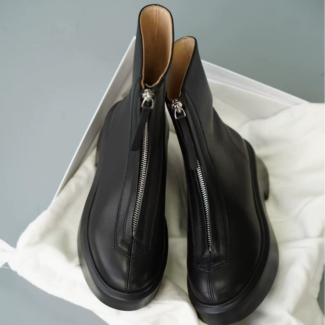Импортные кожаные low boots с молнией, Италия