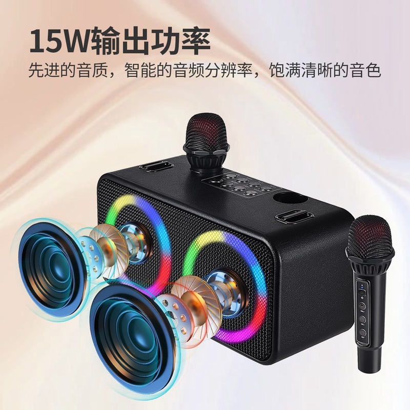 新しい M4407 ワイヤレス Bluetooth スピーカーデュアルスピーカー RGB ライトポータブルハイパワー屋外デュアルマイクカラオケオーディオ|undefined