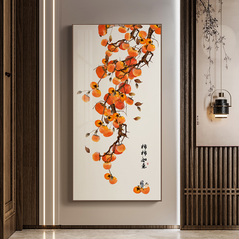 事事如意玄关装饰画新中式入户走廊过道挂画好寓意客厅背景墙壁画-阿里巴巴