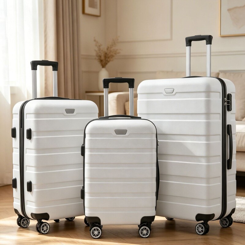 Abs Hard-Shell Luggage Suitcase Cross-Border Foreign Trade Three-Piece Set Carry-On Trolley Suitcase with Universal Wheels and Combination Lock Travel Suitcase 20inch