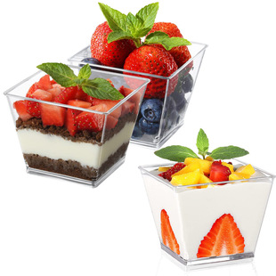 Mousse Cup 60ml transparent dessert Cup goblet ice cream cup disposable plastic square jelly pudding cup