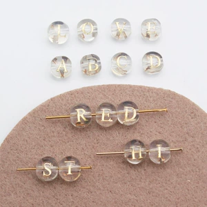 Transparent White Crystal Gel Dropping Letter Pieces Glass Flat Beads English DIY Handmade Bracelet Jewelry Beads