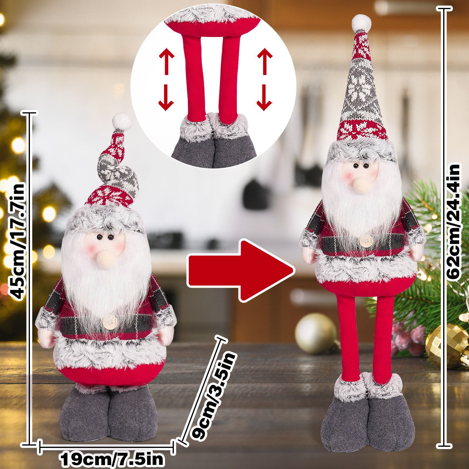 Muñeco Telescópico Navideño de Tela Decorativo para Navidad