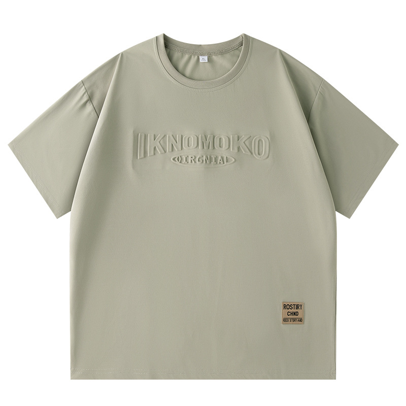 Camiseta de marca moderna para hombre, talla grande 26, nueva camiseta de verano de manga corta, fina, holgada y moderna con estampado.