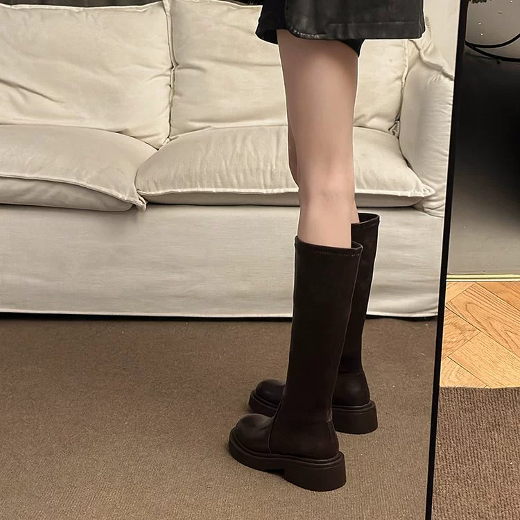 But knee-high boots for women 2024 autumn and winter new versatile thick-soled thick-soled taller boots slimming thick-soled knight boots