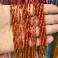 天然2mm橙石榴石圆珠散珠半成品DIY项链手链配珠