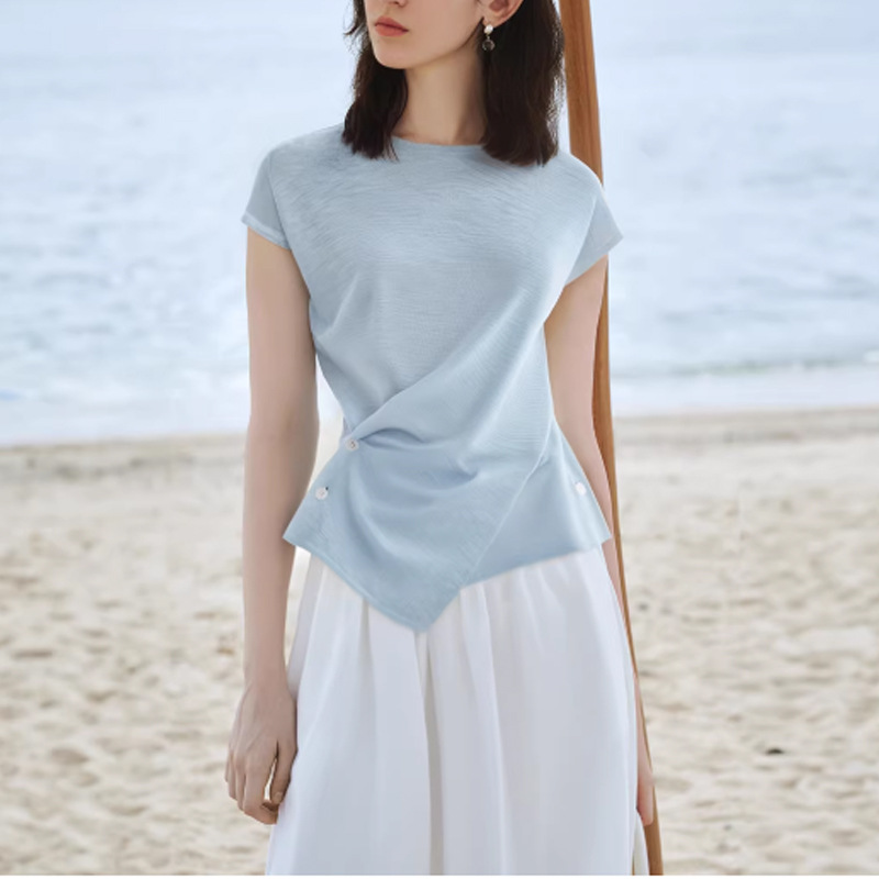 Vòng cổ nữ dây mảnh thiết kế đan ngắn phong cách vintage — xanh lam, màu trắng chi tiết 2