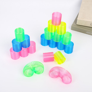 Cross-border supply transparent solid color rainbow ring PVC plastic spring elastic ring children's toy stall factory wholesale