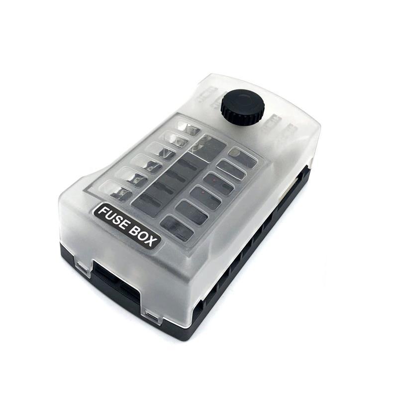 12路双正极保险盒 2进12出带灯保险盒 带备用保险丝位 螺丝款 MP