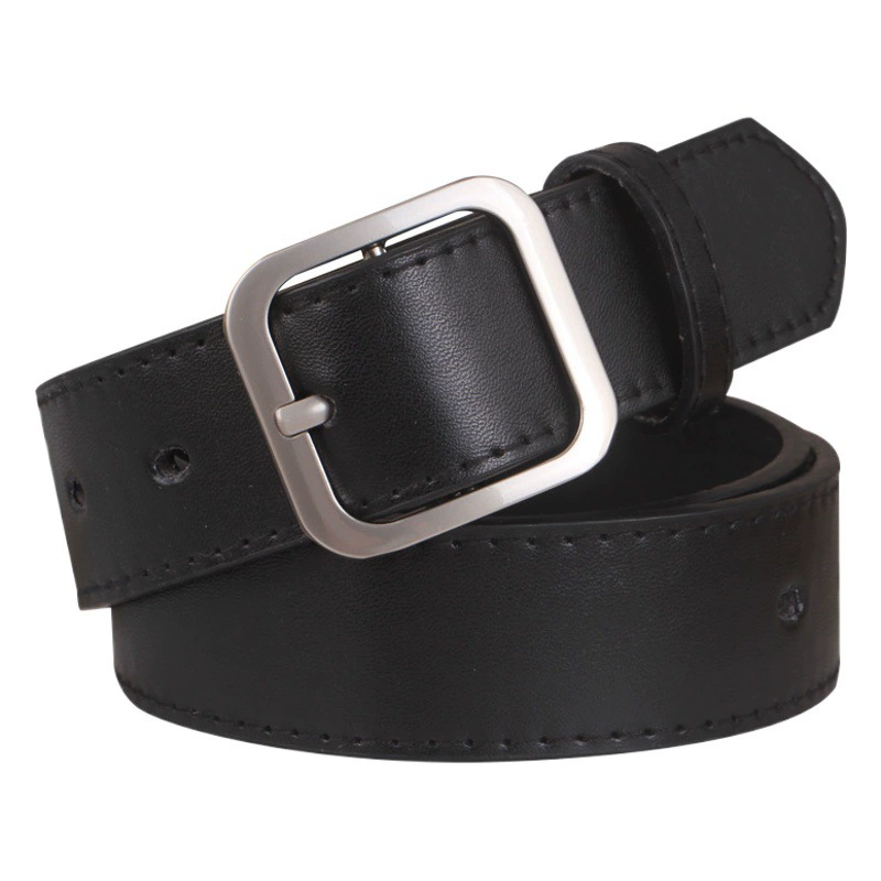 Ремень женский простой Универсальный южнокорейский модный студенческий ремень с квадратной пряжкой Женский модный брючный ремень в Корейском стиле BF черный повседневный