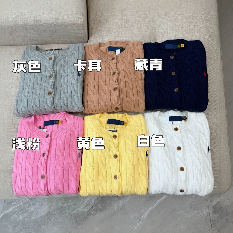 【Original label can be scanned】Ralph Lauren knitted long-sleeve cable-knit cardigan women's button sweater jacket cross-border 【Original label can be scanned】Ralph Lauren knitted long-sleeve cable-knit cardigan women's button sweater jacket cross-border