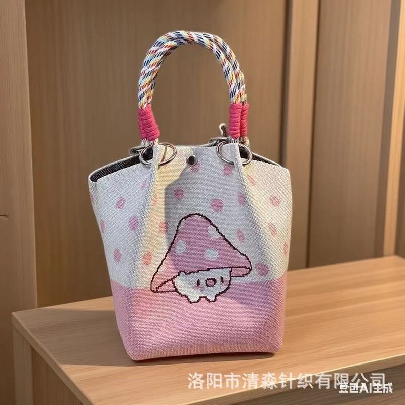 日韩新款针织手拎包便携班外出物大容量手提通勤托特小方包手提包|undefined