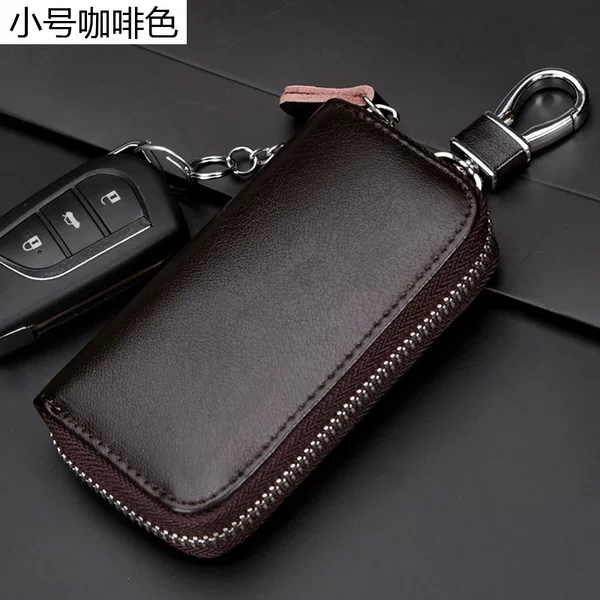 Zipper Key Bag for Men, High-End Waist-Hanging Pu Leather Car Multi-Function Keychain