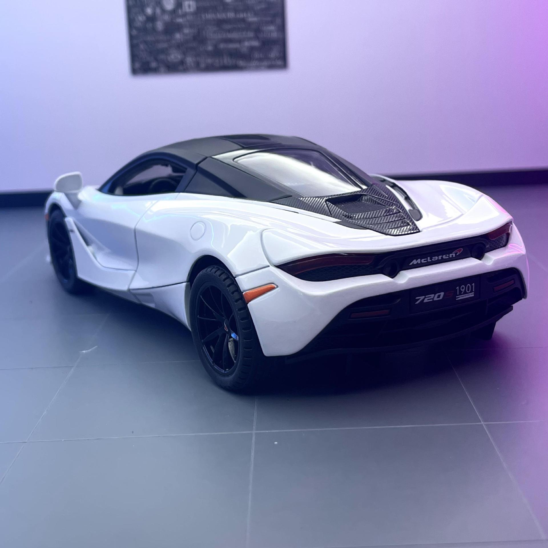 Weili aleación modelo de coche 1:24 McLaren 720s coche deportivo sonido tire de la luz de juguete con música modelo adornos