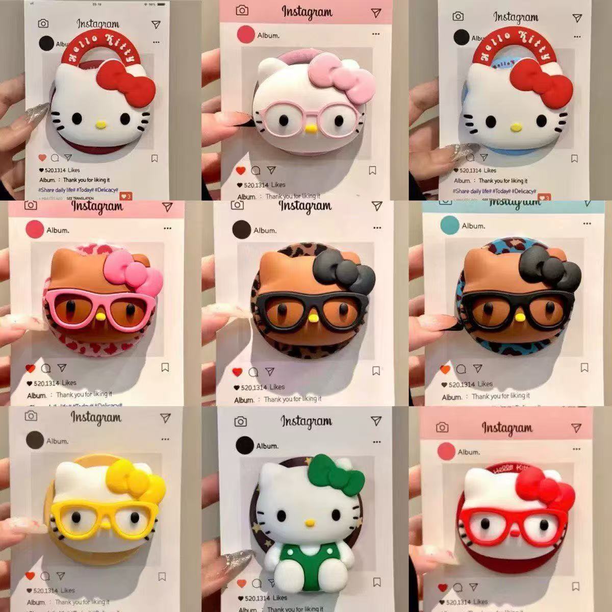 Three-Dimensional Silicone Cute Kitty Cat Suitable for Magsafe Magnetic Holder Super Adsorption Desktop Telescopic Air Bag for Women