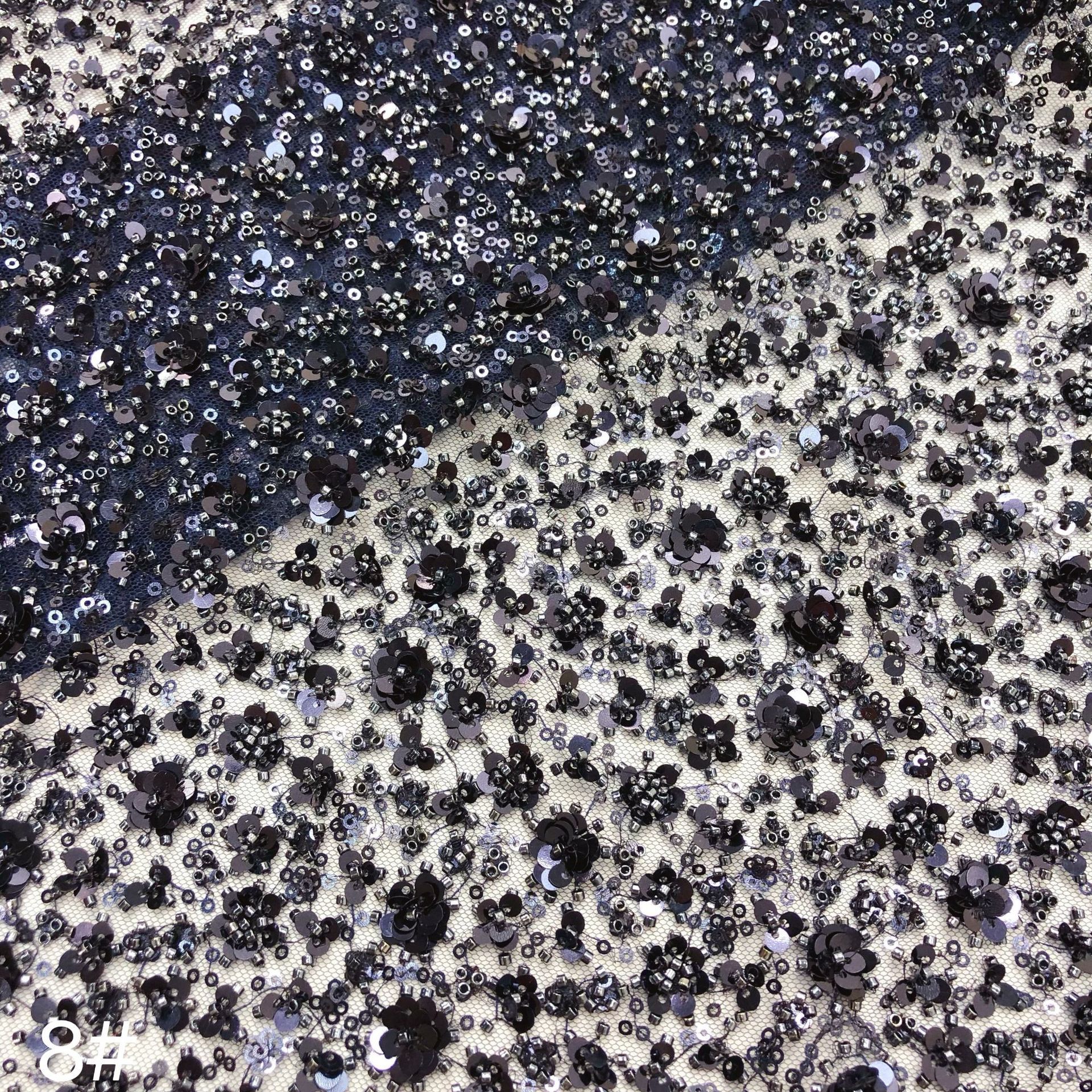 Fábrica de stock de alta densidad pequeña flor de ciruela lenteja tubo de perlas tela bordada vestido de boda zapatos sombreros bolsas joyas tela