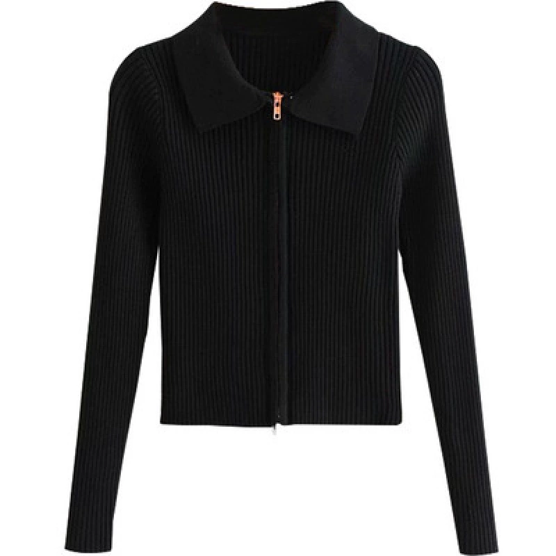 Women’s Zip-Up Collared Cardigan, Long Sleeve Fitted Jacket, Spring Lightweight