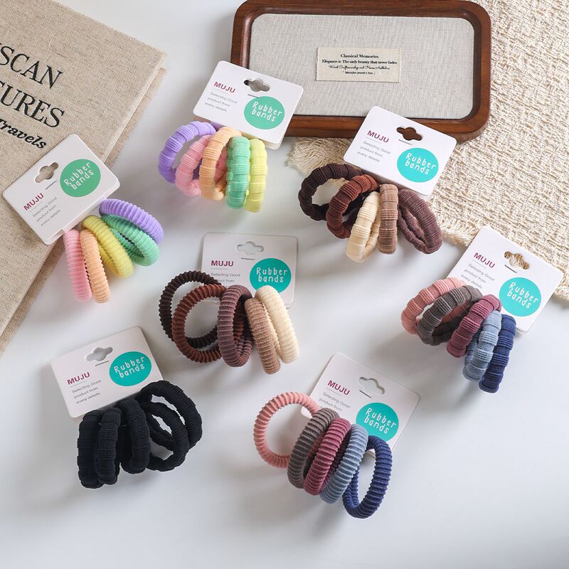 5-Pack Seamless Hair Ties with High Elasticity, Spandex, No Visible Seams, Jacquard Towel Loops, Hair Bands That Don'T Damage Hair
