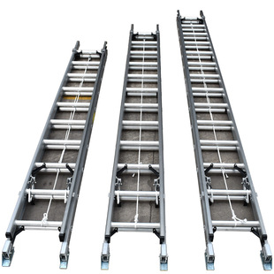 Foreign Trade Aluminum Alloy Ladder Thickeneded Extension Combination 2X12Step Pull Rope Lift Engineering Fire Protection