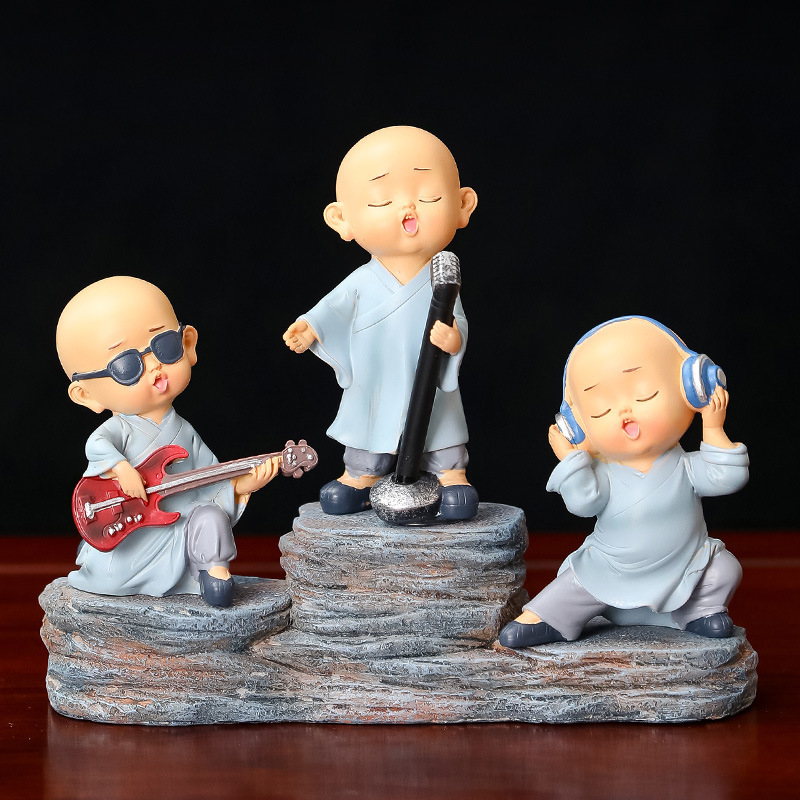 Office Desk Creative Gift Home Decoration New Resin Craft Office Cultural Supplies Zen Monk Set