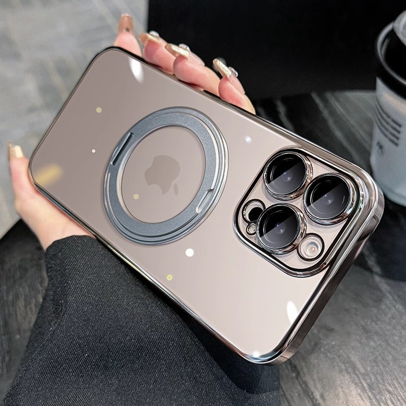 适用iPhone16超强磁吸手机壳苹果15promax360旋转支架高透硬套14|undefined