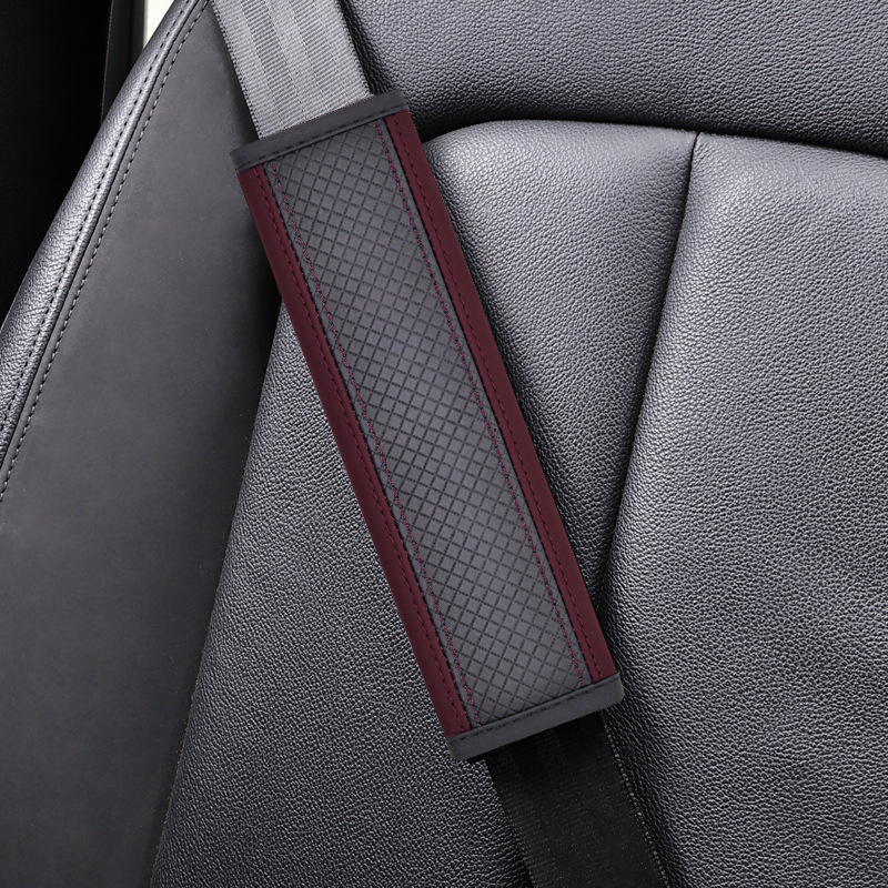 Qìchē – Seatbelt Shoulder Seat belt shoulder pad - ddjy-rhombus-shoulder-pad-single-black-wine-red-24cm