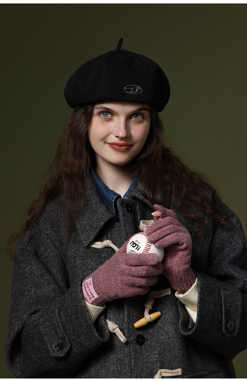 Knitted Wool Gloves For Women Windproof Thermal Fleece Lined_voghion.com