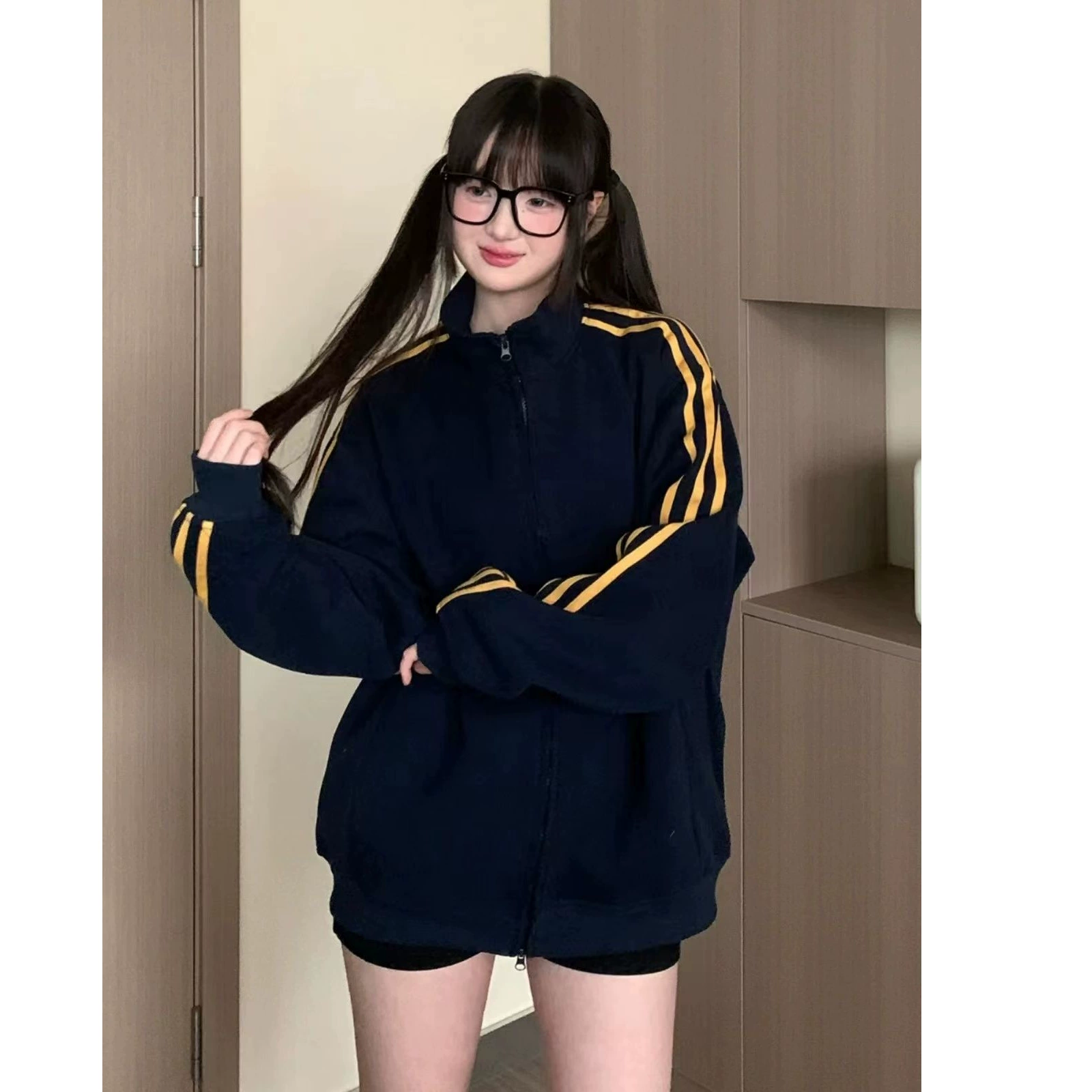 Брендовая длинная рубашка с молнией, осеннее куртка, oversize