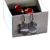 Zirconium with bow, sophisticated fashionable earrings, silver 925 sample, Korean style, cat's eye