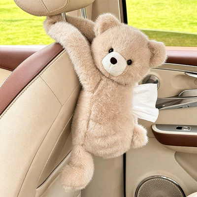 cartoon style, for car interior decoration, Car tissue box/set - long-armed-handsome-bear-tissue-box-plain-design