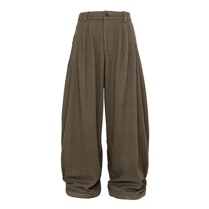 Nanxia Disguised American Retro Stereo Tailoring Silhouette Pants Men's Cleanfit Versatile Loose Wide-Leg Casual Pants