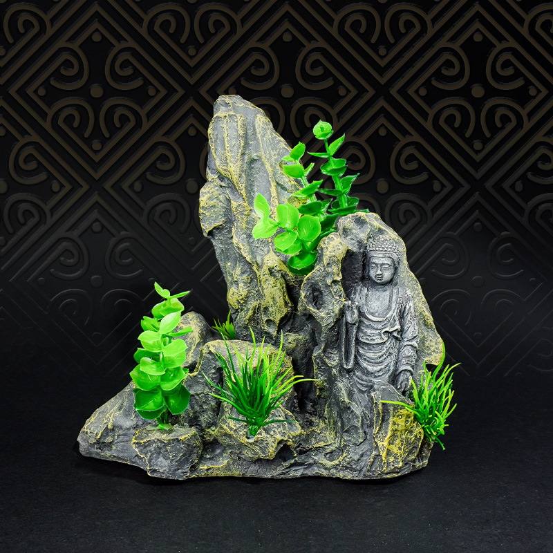 Buda árbol de rocalla resina bonsai decoración paisaje acuario rocalla decoración micro paisaje estatua de Buda Zen decoración al por mayor
