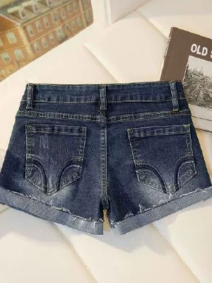 Denim shorts (teen) American style, fitted hip-accented summer shorts, sizes XS–XL