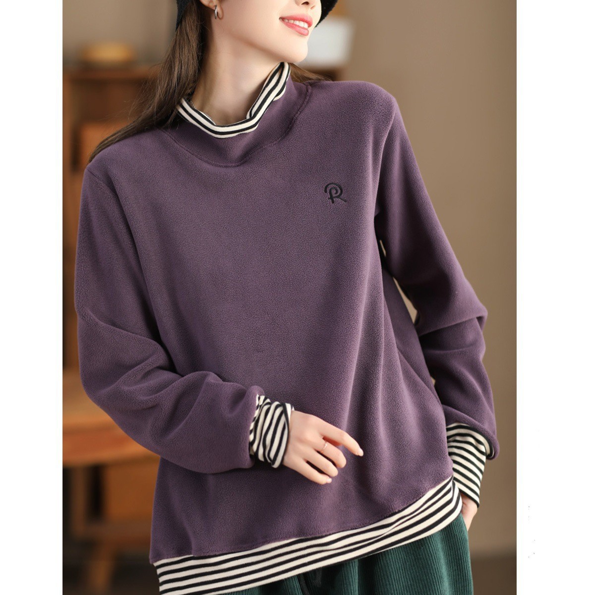 Double-sided velvet winter fashionable sweatshirt