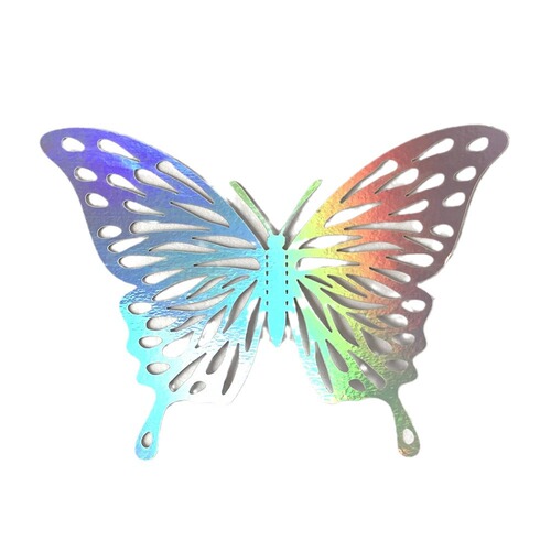 Cross-border foreign trade colorful silver hollow butterfly background wall decoration stickers home party stickers three-dimensional mirror wall stickers