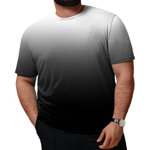 Independence Station Men's Gradient 3D Print Short Sleeves Summer Casual Round Neck Loose Large Size T-Shirt