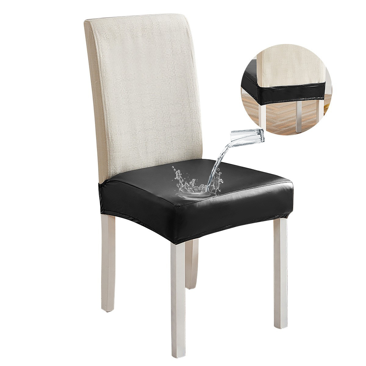 Transfronterizo PU cuero impermeable doble elástico cubierta de silla elástica de color sólido cubierta de taburetes de hotel cubierta de silla cubierta de Amazon TEMU