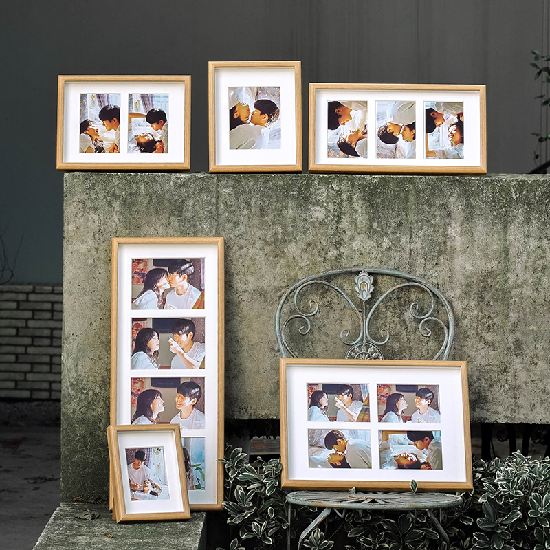 Square 30inch Photo Frame Multi-Combination Solid Wood Display Stand Hollow Wooden Picture Frame Wholesale Square Photo Frame