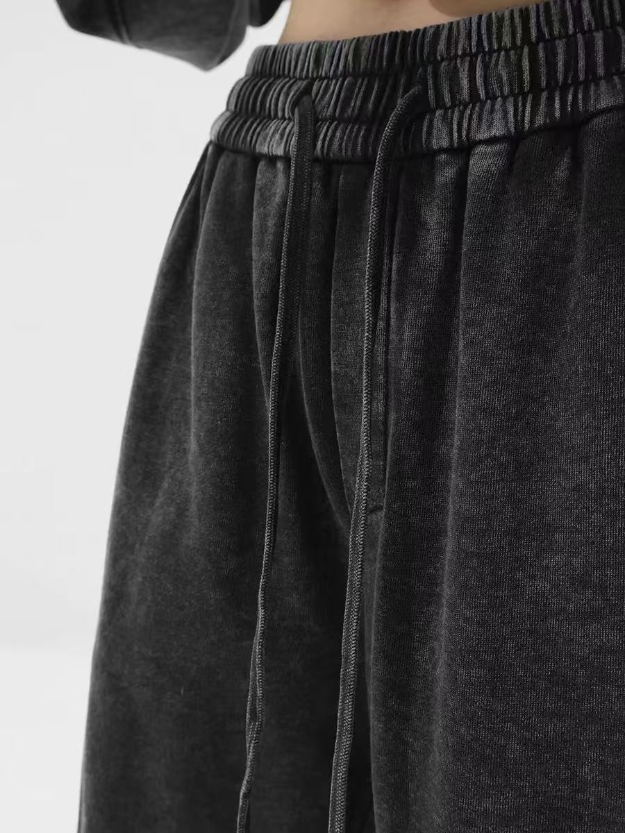 Verano nuevos pantalones lavados anticuados transfronterizos, pantalones con logo de marca de moda, pantalones casuales rectos retro para hombres y mujeres