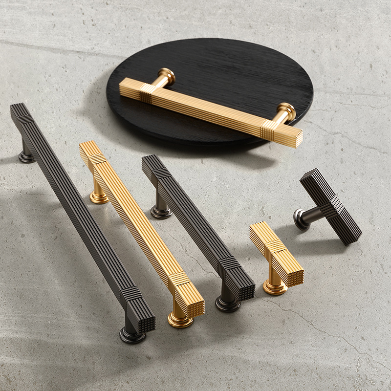 Modern simple zinc alloy thickened black gold drawer cabinet handle wardrobe door handle furniture hardware accessories
