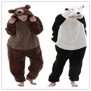 Cross-border wholesale brown bear cartoon animal conjoined pajamas adult polar bear thickened home clothing bear performance clothing autumn