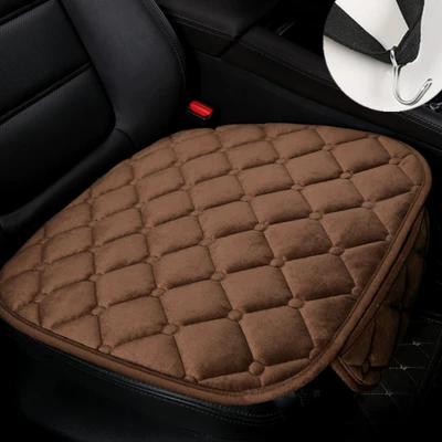 Winter supplies warm plush: Seat cushion, seat cover - diamond-plush-brown-single-piece-with-pocket-and-hook