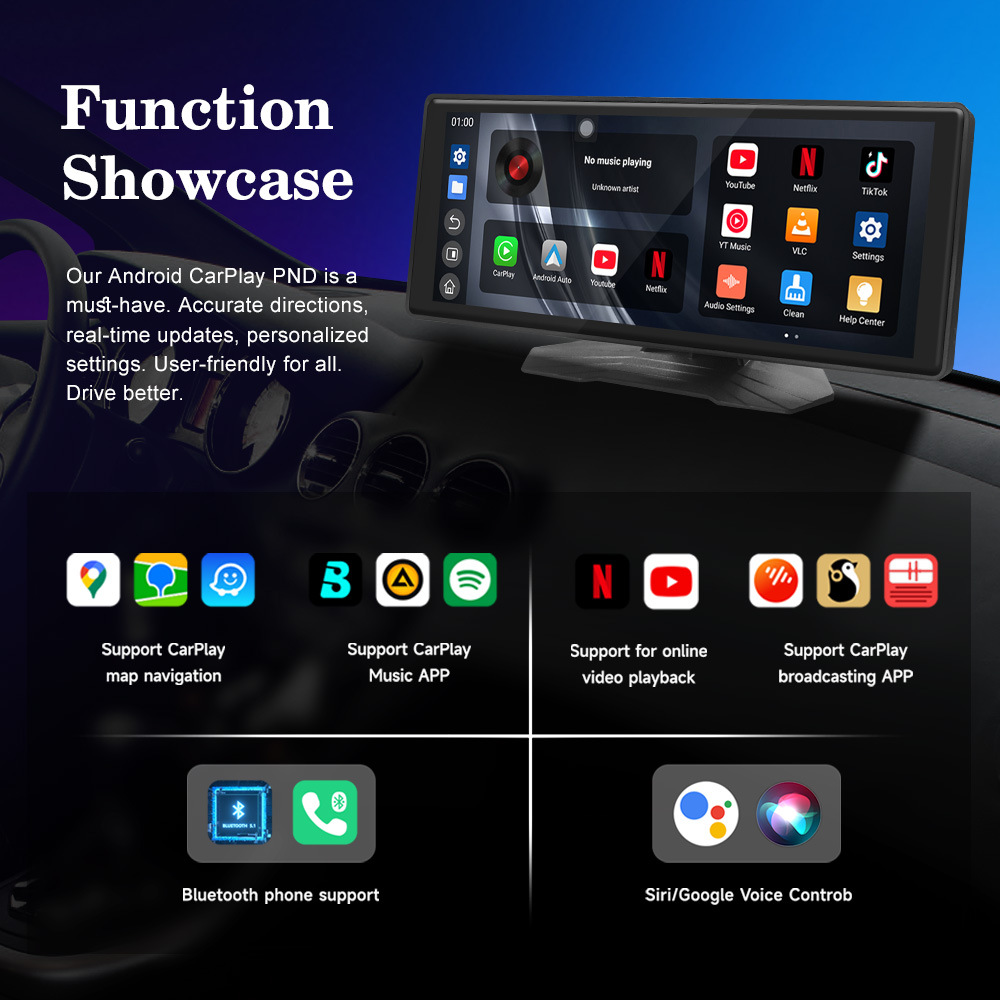 10.25inch Dual Wifi Dash Cam Wireless Carplay Smart Screen Android Car Navigation System