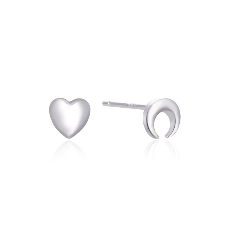 Estilo japonés y coreano dulce fresco pendientes s925 plata asimétrica estrella Luna pendientes estrella Luna joyería entrega de una sola pieza