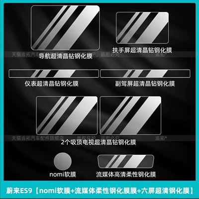 Island Panel Film Interior Protection — Car interior film - nio-es9-nomi-soft-film-streaming-media-flexible-tempered-film-six-screen-ultra-clear-tempered-film