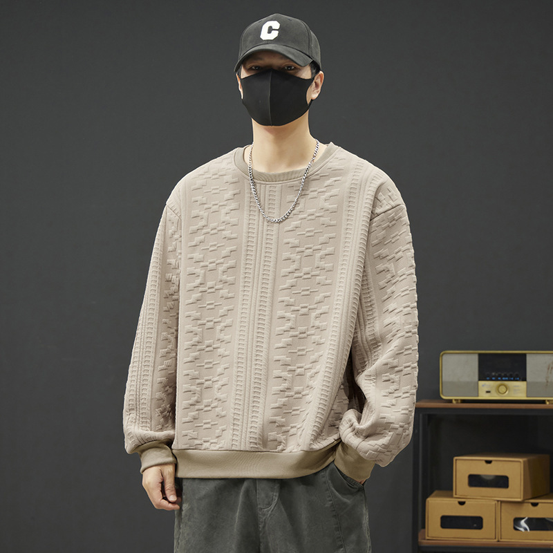 Wholesale American Retro Casual Maillard Oversized Top Imitation Thick Wool Knitted Men's Loose Pullover Sweatshirt