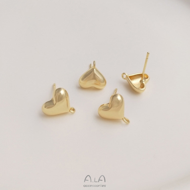 14K Gold Plated Plating Material 1 Pair 10 * 10mm Alloy 14K Gold Plated Heart Shape Earring Findings