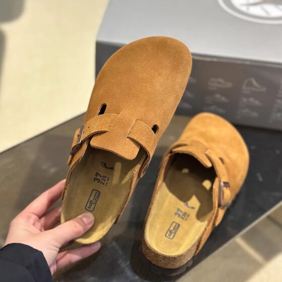 Sangpo Full Cowhide Birkken Couple's Shoes Slippers Outwear Retro Japanese Lazy Slip-on Fishing Birkken