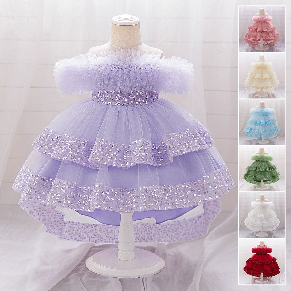Амазонка Детское платье Принцессы Юбка Блестки Кованые Цветочные Девочки Платье Вечеринка Детское платье
