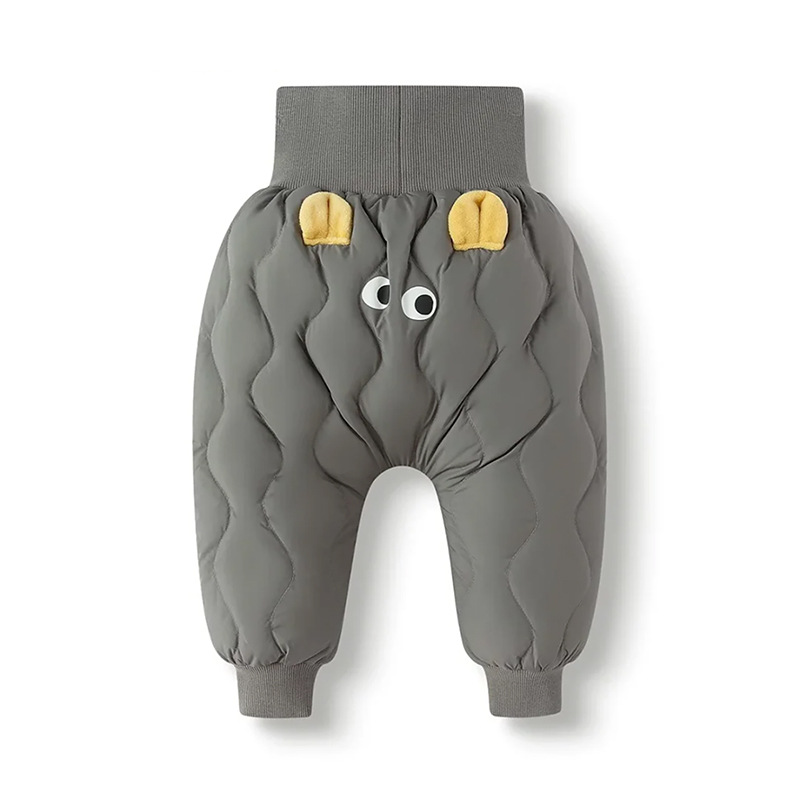 Children's down-filled pants, boys' and girls' long pants, warm for babies, new high-waisted style for winter 2026.